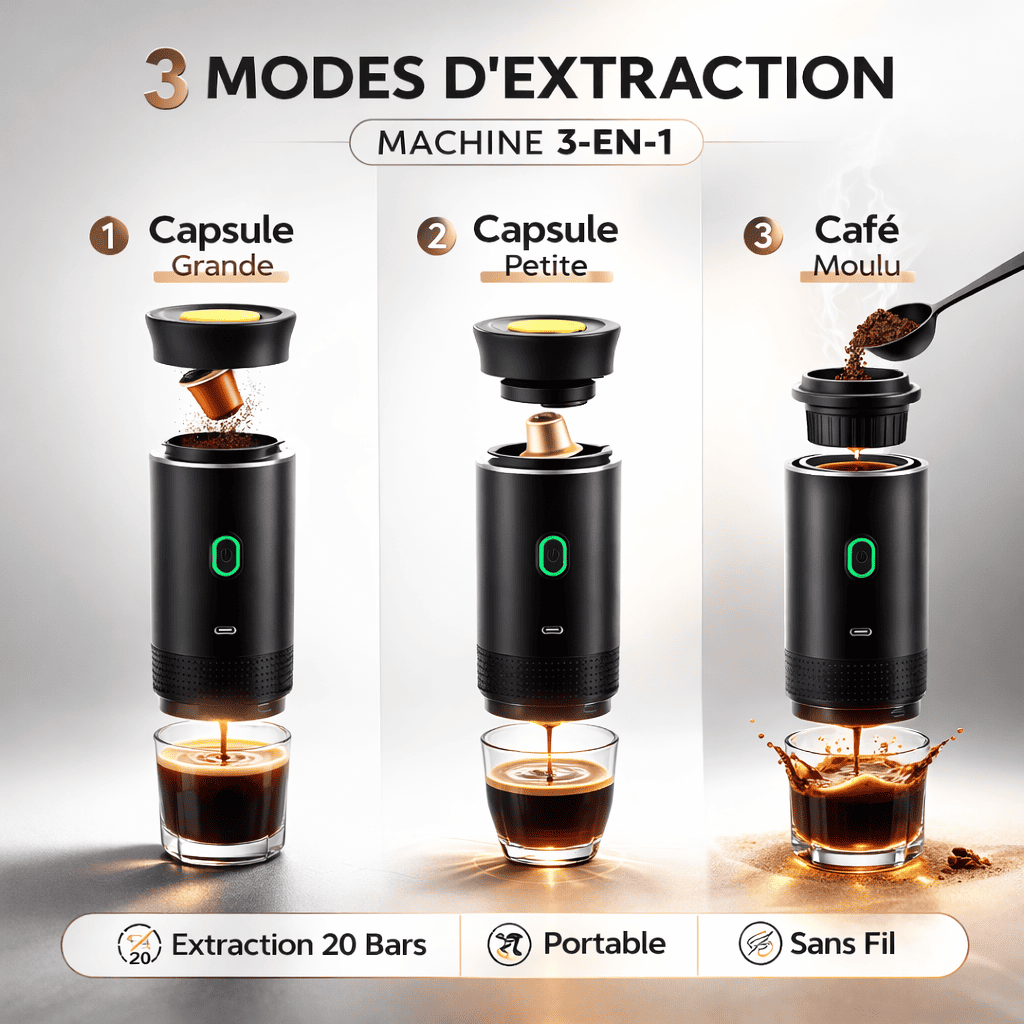 TECHFLOW™ – Machine À Café Portable 3-En-1 Haute Pression
